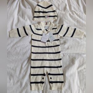 Tommy Hilfiger Newborn Cream and Black Striped Onesie